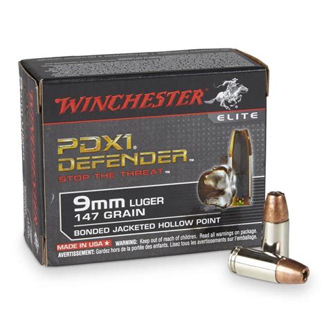 winchester pdx defender mm luger bjhp  grain  rounds