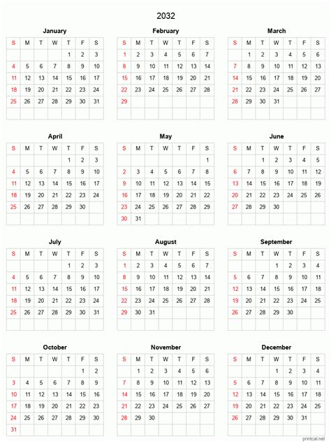 printable calendar full year calendar grid style