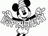Mickey Birthday Mouse Coloring Pages Clubhouse Disney Printable Happy Minnie Kids Wishes Text Anniversaire Balloons Colorine Kaylee Cake Party Color sketch template