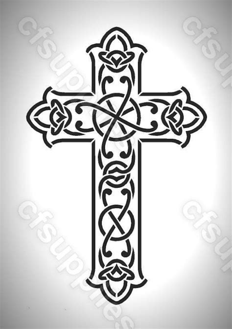 gothic cross stencil  aaa sheet sizes thicker  etsy