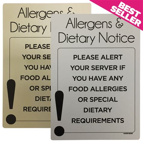 food allergy sign alert  server   allergens dietary