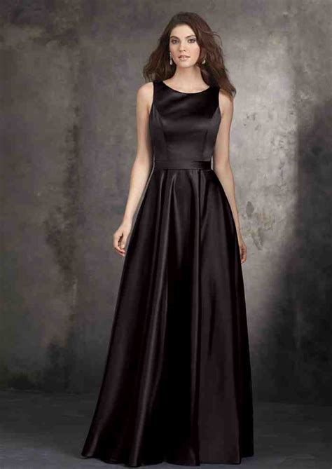 long black satin bridesmaid dresses wedding  bridal inspiration