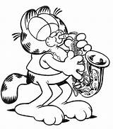 Garfield Saxophone Joue Coloriageetdessins Niños Mouse Precolombinos Craneo Anatomia Páginas Adultos sketch template