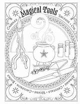Coloring Pages Book Spells Shadows Adults Adult Wicca Books Wiccan Fantasy Witch Grimoire Halloween Libro Printable Spell Fairy Witchcraft Brujas sketch template
