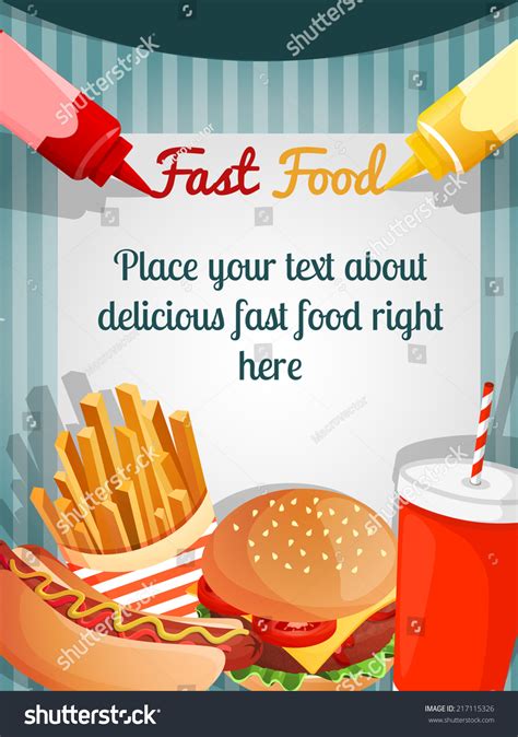 fast junk food poster  hamburger french fries drink vector