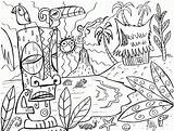 Coloring Hawaii Pages Hawaiian Tiki Drawing Adult Kids Beach Color Tropical Island Book Mask Islands Luau Colouring Sheets Printable Ausmalbilder sketch template