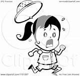 Girl Scared Running Cartoon Clipart Coloring Safari Cory Thoman Outlined Vector Royalty sketch template