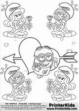 Coloring Pages Minion Valentine Printable Smurfs Smurfette Heart Colouring Minions Vexy Flower Getcolorings Smurf Arrow Loke Hansen Valentines Queens Printerkids sketch template