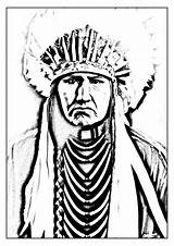 Native Coloring American Indian Pages Indien Printable Indians Adult Chief Drawing Adults Americans Chef Indiens Print Grand Coloriage Color Warrior sketch template