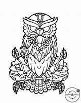 Coloring Owl School Outline Drawing Tattoo Traditional Pages Sketch Illuminati Drawings Tattoos Flash Roses Sketches Chrysanthemum Guns Rose Color Template sketch template