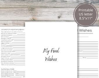 printable   wishes planner final wishes  im etsy canada