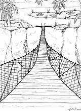 Rope Bridge Drawing Paintingvalley Drawings sketch template