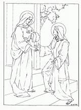 Coloring Mary Mother Jesus Library Clipart Visitation sketch template