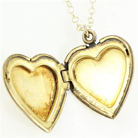 heart locket pendant necklace  gold filled sterling vintage circa