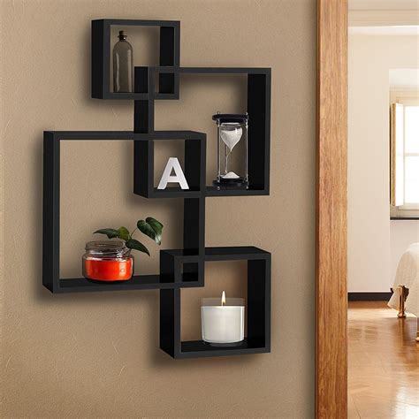 intersecting squares floating shelf modern wall mounted home