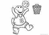 Basketball Coloring Pages Barney Play Printable Kids sketch template
