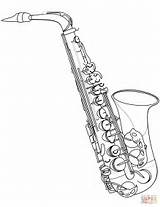 Coloring Saxophone Pages Printable Clarinet Public Drawing Instruments Music Domain Template Categories sketch template