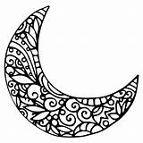 Moon Cresent Drawing Mandala Coloring Dessin Crescent Lune Papier Clipartmag Bijoux Fleur sketch template