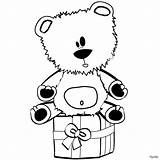 Teddy Coloring Bear Christmas Box Pages Drawing Gift Clipart Draw Drawings Tree Cliparts Presents Line Stocking Xmas Color Printable Santa sketch template