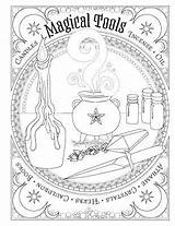 Coloring Pages Book Spells Shadows Adults Adult Wicca Wiccan Books Fantasy Witch Grimoire Halloween Printable Libro Spell Witchcraft Brujas Fairy sketch template