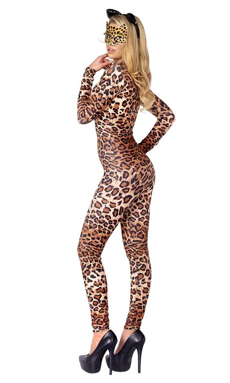 adult leopard zipfront woman catsuit 60 27 the costume land