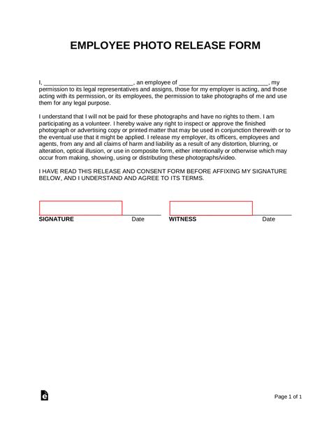 employee photo release form  word eforms