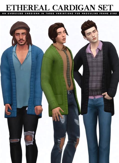 ethereal cardigan set nucrests sims  male clothes sims  men