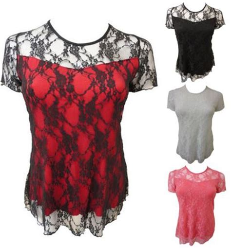 Ladies Plus Size Floral Lace Tops Womens Going Out Lined