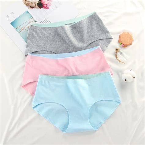 7 colors women girl mid rise lingerie cotton panties 1pc seamless solid