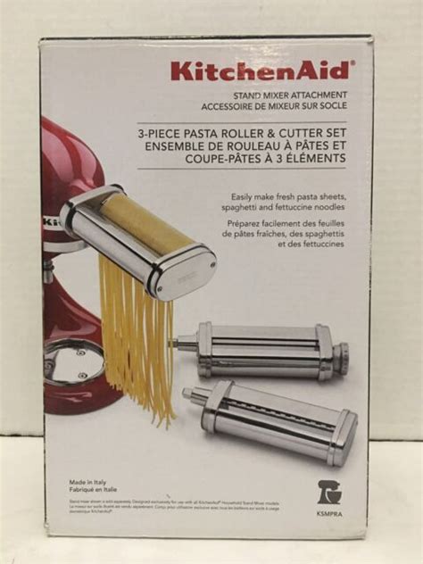 kitchenaid ksmpra  piece pasta roller  cutter set redsilver  sale  ebay