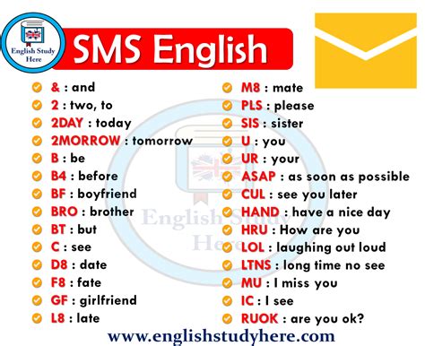 sms english english sms messages english study