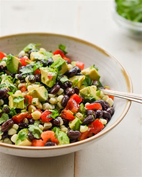 black bean salad with corn avocado and lime vinaigrette