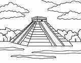 Coloring Temple Pyramid Chichen Itza Template Mexic Coloringcrew sketch template