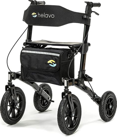 helavo rollator  pneumatic tyres  outdoor  foldable aluminium outdoor walker