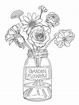 Coloring Flowers Adult Pages Plants Flower sketch template
