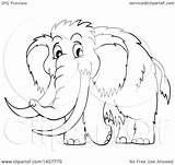 Mammoth Happy Clipart Woolly Lineart Illustration Royalty Visekart Vector sketch template