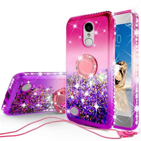 soga rhinestone liquid quicksand cover cute girl phone case compatible  lg lvaristok