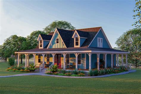 plan vv  bed country home plan   sided wraparound porch house plans farmhouse