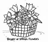 Coloring Flower Basket Pages sketch template