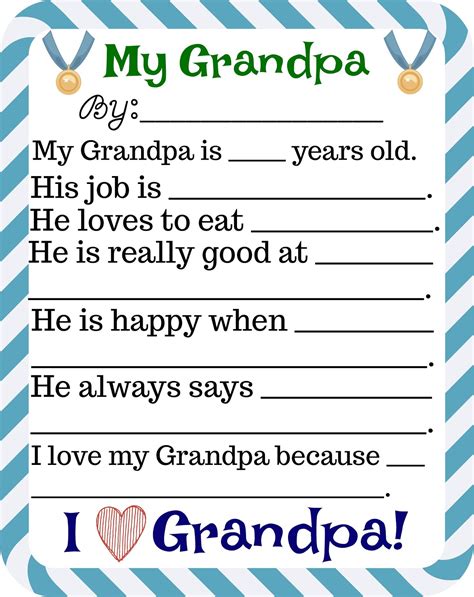 fathers day printable cards  grandpa printable templates