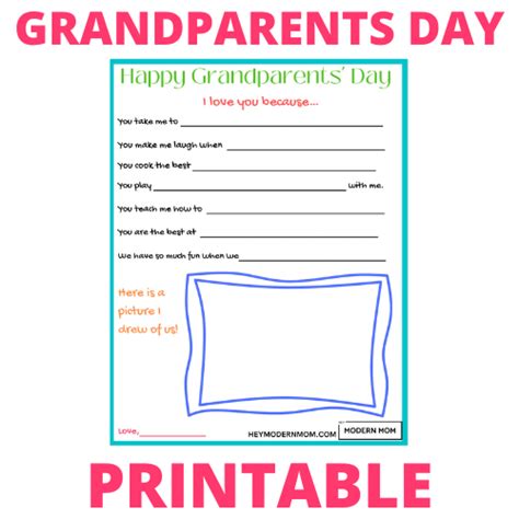 happy grandparents day printable