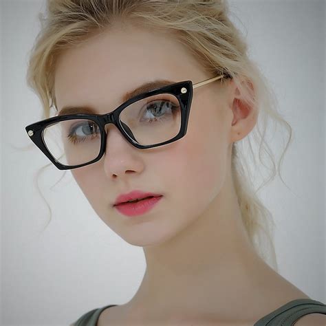 cat eye square glasses frames women rivet styles designer optical