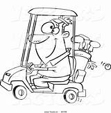 Golf Cart Cartoon Drawing Driving Coloring Man Lineart Vector Getcolorings Getdrawings sketch template
