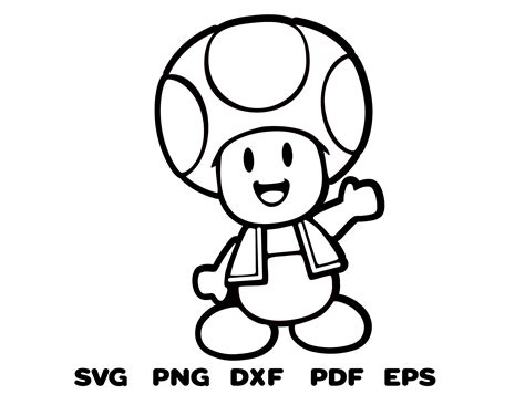 super mario toad toad outline svg png dxf cricut etsy   porn