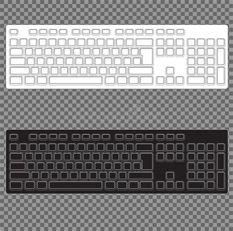 computer keyboard blank template set  transparent background stock