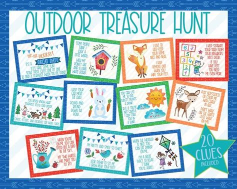 outdoor treasure hunt clues outdoor scavenger hunt clues etsy
