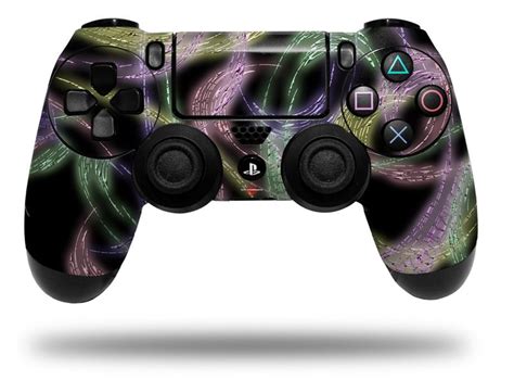 sony ps controller skins neon swoosh  black wraptorskinz