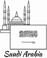 Arabia Saoudite Coloriage Drapeau Mosque Arabie Topcoloringpages Imprimer sketch template