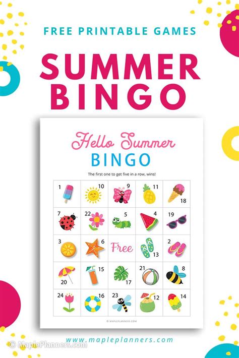 summer bingo  printables web  summer printables summer bingo