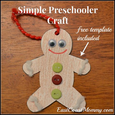 east coast mommy simple gingerbread man ornament preschooler craft